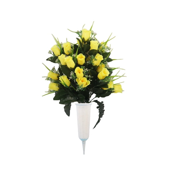 Cemetery Flowers for Grave,Artificial Flowers for Cemetery,Grave Decorations for Cemetery,Memorial Parting Flowers With Stakes for Grave Decor,Lasting Tribute for Loved Ones And Parting Ceremonies