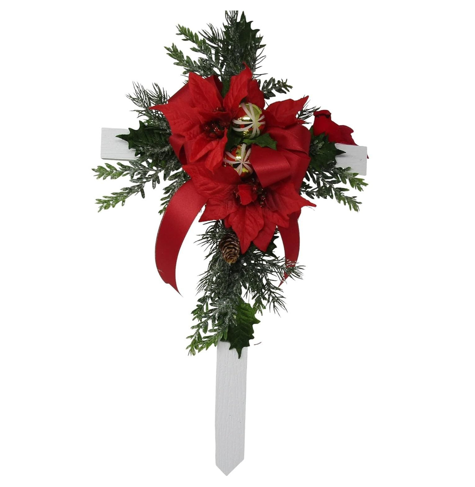 Cemetery Flowers Graveside Cross Memorial Stake Fall Christmas Flowers