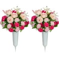 thumbnail image 1 of Cemetery Flowers, Set of Artificial Carnation Bouquet Grave Memorial Flowers with Vase for Cemetery Headstones Decoration (Carnation, Rose, Lily), 1 of 5
