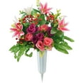 Cemetery Flowers With Vase Rose Lily Bouquet Memorial Flowers For