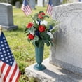 thumbnail image 1 of Cemetery Flowers for Grave, Headstone Flower Saddle, Artificial Rose Daisy Bouquets for Outdoor Grave Decorations, 1 of 6