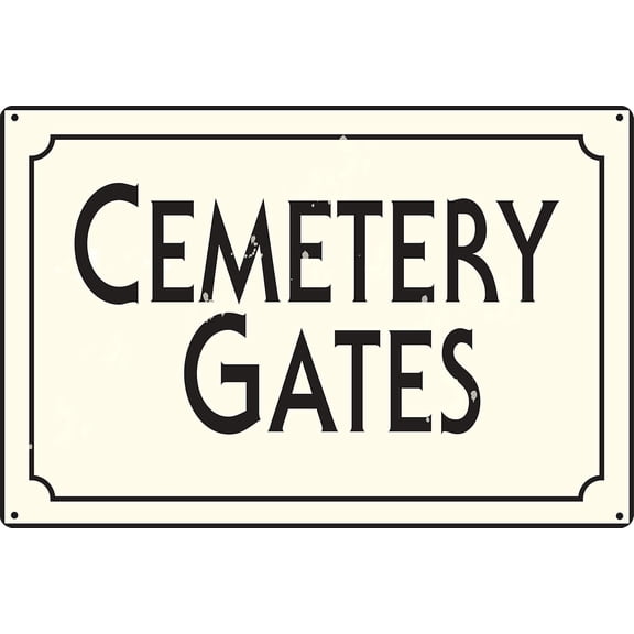 Cemetery Gates 12" x 8" Tin Sign