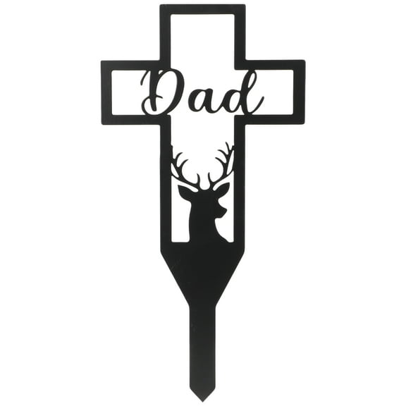OUNONA Dad Memorial Grave Cross Iron Outdoor Decoration for Cemetery Garden 1 Piece Weather Resistant