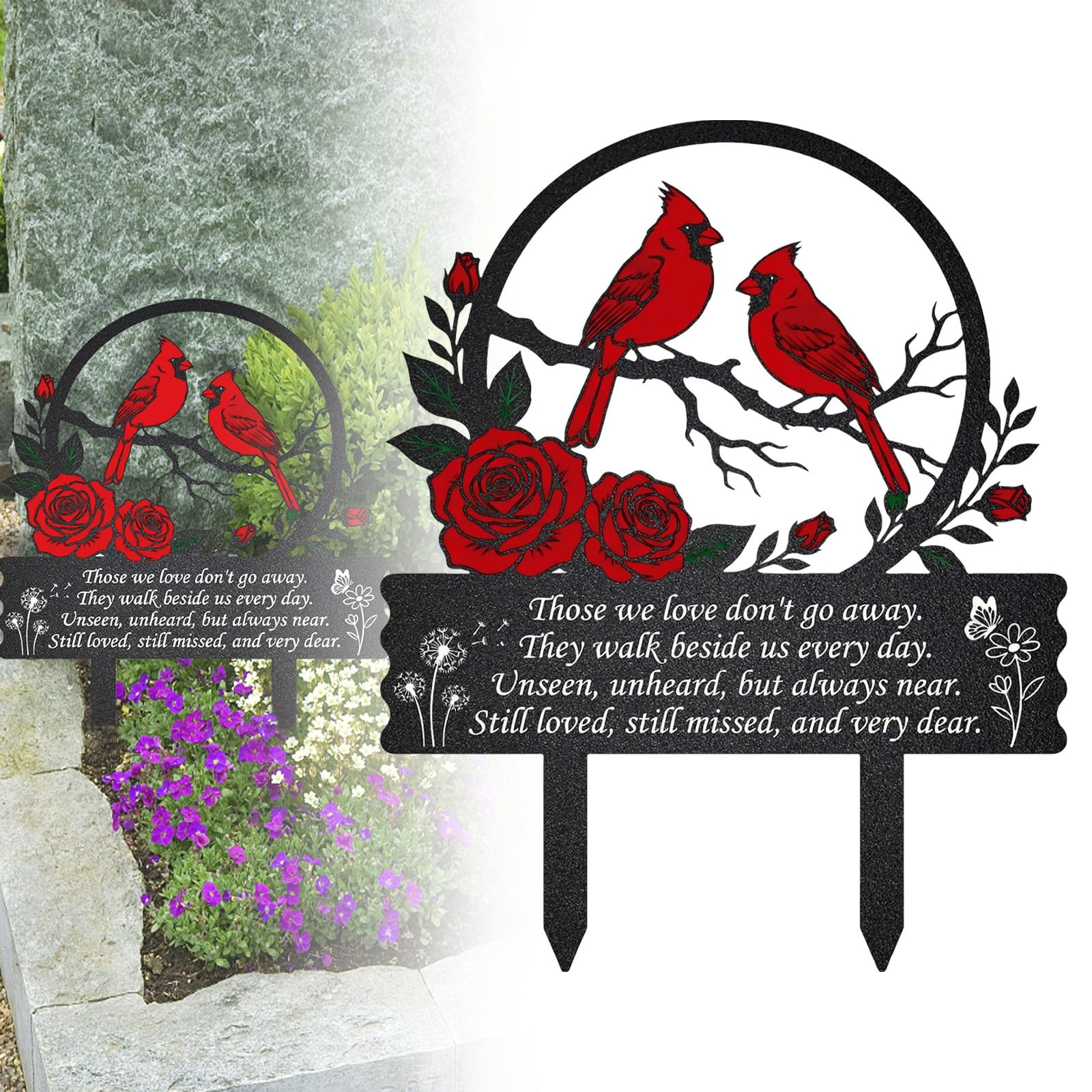 Cemetery Memorial Sign Marker, Metal Cardinal Remembrance Garden Stake ...