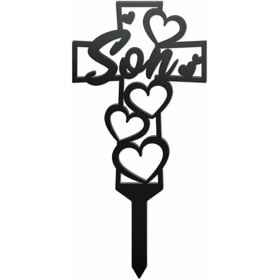 Cemetery Memorial Stake Son Memorial Plaque Stake Metal Yard Grave Markers for Son Weatherproof Cemetery Sympathy Gravesite Gifts Decorations DIY