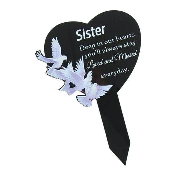 Cemetery Memorials Plaque Heart Shape Keepsakes Acrylic Sympathy Decors Family Remembrance Weather Resistant For Grave