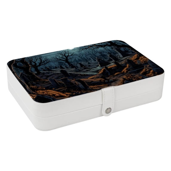 Cemetery PU Leather Jewelry Boxes Necklace Holder Display Case with Removable Compartment Portable
