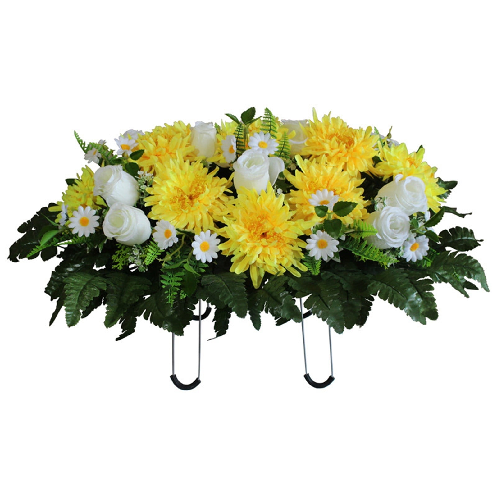 Cemetery Tombstone Flower Saddle, Artificial Cemetery Flower Saddle, Outdoor Grave Decorations, UV Resistant Fake Flower