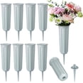 thumbnail image 1 of Cemetery Vases Memorial Flower Vase Plastic Flower Holders with Spikes for Flowers Headstones Cemetery Grave Decoration (10, Grey), Flower is not Included, Gray, HP240327, 1 of 1