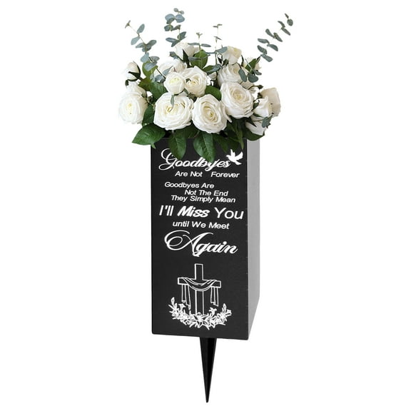 Cemetery Vases Metal Grave Floral Vases with Spike Sturdy Memorial Flower Holder Graveside Decoration for Outdoor Use