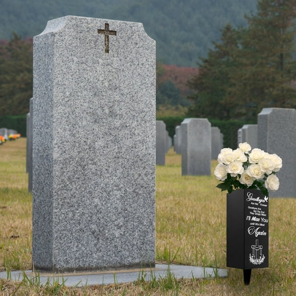 Cemetery Vases Metal Grave Floral Vases with Spike Sturdy Memorial Flower Holder Graveside Decoration for Outdoor Use