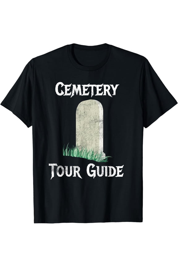 Cemetery guide Gravestone Gravestone enthusiast Men and women patterned black T-shirt