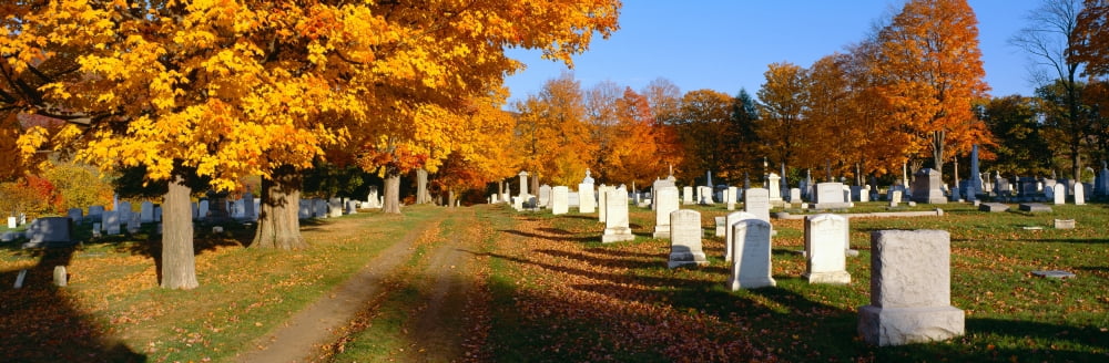 Cemetery in autumn at Brattleboro Vermont Canvas Art - Panoramic Images (27 x 9)