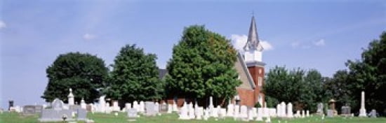 Cemetery in front of a church Clynmalira Methodist Cemetery Baltimore Maryland USA Canvas Art - Panoramic Images (36 x 12)