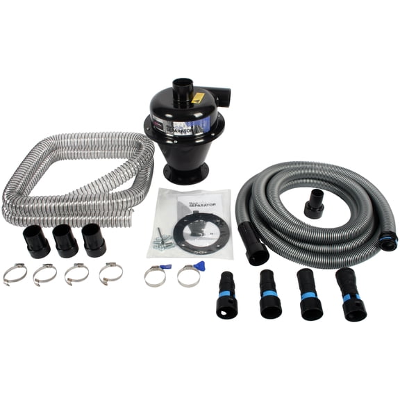 Cen-Tec Systems Quick Click Dust Collection Separator, w/ 16 Ft Hose and Adapter Set and Urethane Ducting Hose