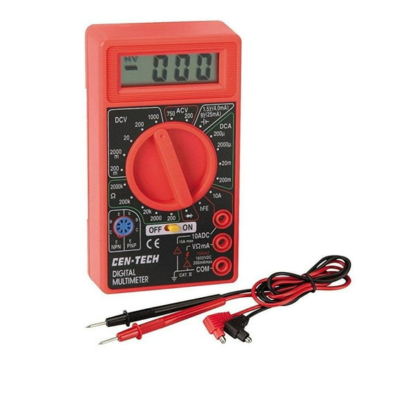 Cen-Tech Digital Amp Ohm Volt Meter Ac Dc Voltmeter Multimeter,Red