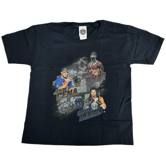 Cena Balor Reigns Insignia WWE Boys Juvy Black T-shirt YL