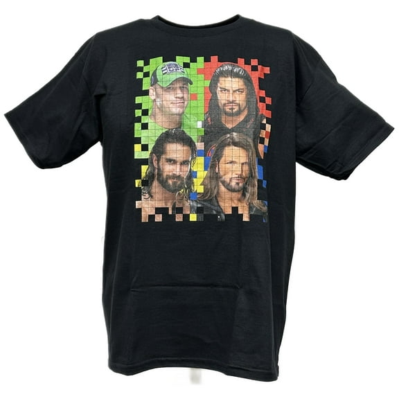 Cena Reigns Rollins Styles Color Grid WWE Kids Boys Black T-shirt