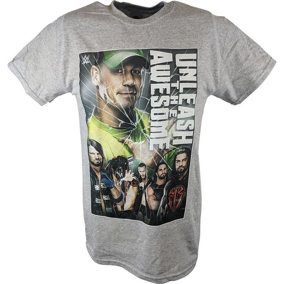 Cena Reigns Styles Unleash Awesome WWE Mens Grey T-shirt XL