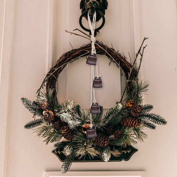 Cencerros colgantes de metal estilo shabby con forma de vaca de latón para Navidad