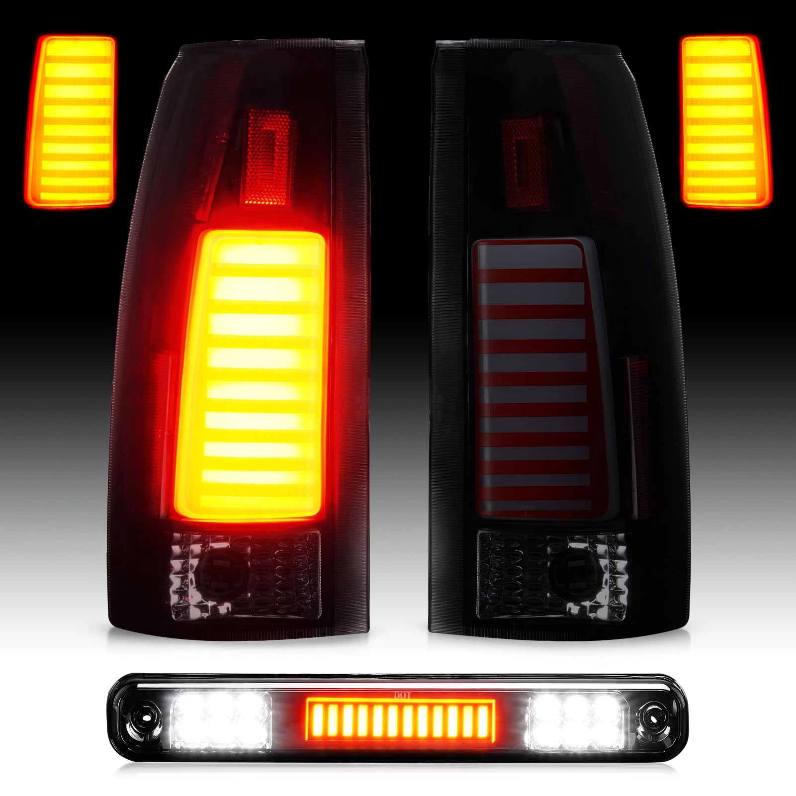 Chrome Exterior Trim Kit For 2014-2015 Chevy Silverado 1500: Taillight Trim, 3rd Brake Cover, Window Visors By GalaxyMotoInc