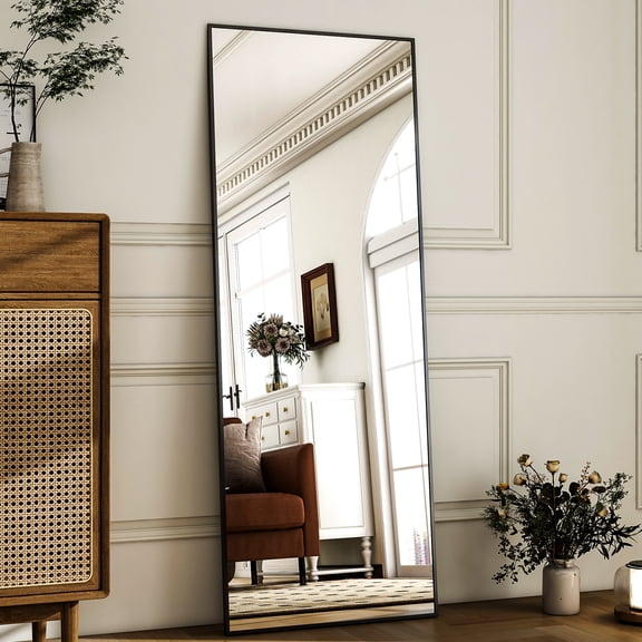 Cenovo 58" x 18.1" Full Length Mirror with Stand, Wall-Mounted Full Body Mirror,Black