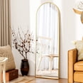 thumbnail image 1 of SEETHRUGLIMMER 59"x 16.25" Arched Full Length Mirror Metal Frame Floor Mirror with Stand, Gold, 1 of 7