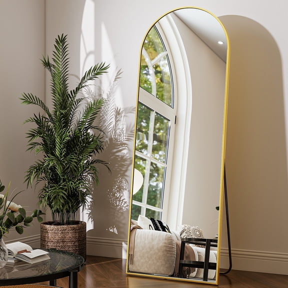 Cenovo 59"x 16" Arched Full Length Mirror Full Body Floor Mirrors, Gold