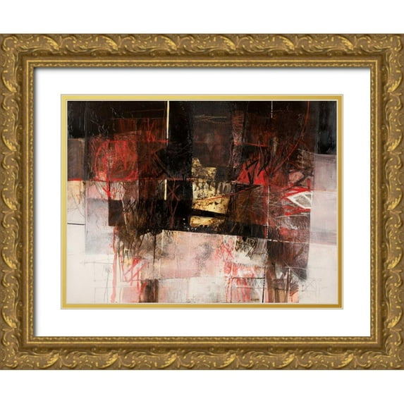 Censini 32x25 Gold Ornate Wood Framed with Double Matting Museum Art Print Titled - I segni e la materia