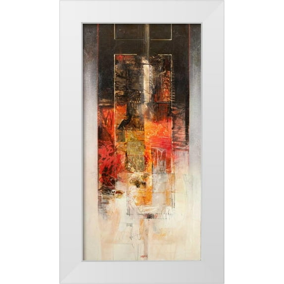 Censini 9x14 White Modern Wood Framed Museum Art Print Titled - Sinfonia in rosso