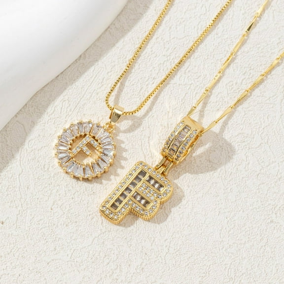 Censtreet 2 Pack A-Z Letter Necklace Gold, Initial Necklaces Rhinestone Letter Pendant Chain Layering Necklaces for Women Jewelry Gift