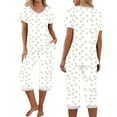 thumbnail image 1 of Censtreet 2 Piece Womens Pajamas V Neck Short Sleeve Top and Long Pants Pjs Print Lounge Set Sleepwear, 1 of 7