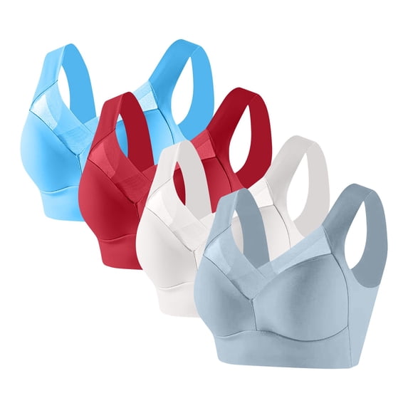 Censtreet 4PCS Seamless Wireless Bra for Women with Support - No Underwire Full Coverage Push Up Comfort Bras