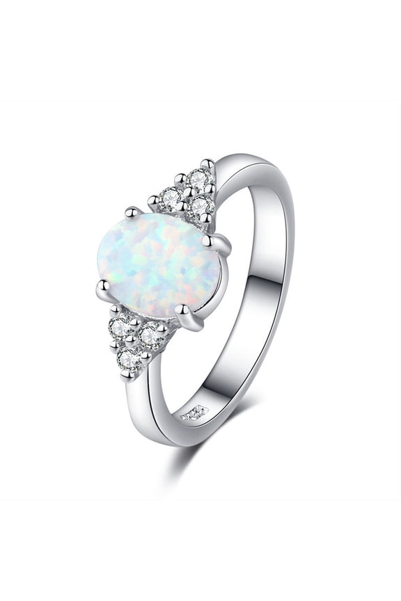 Birthstone Rings for Women Sterling Silver Created Opal Rings Engagement Ring Fine Jewelry for Women