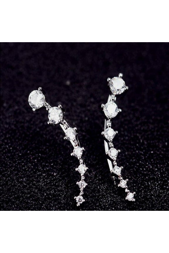 Boho Earrings Silver Dipper Ear Crawler Earrings Rhinestone Cuff Clip Earrings Crystal Cz Stud Earrings Jewelry for Women
