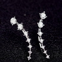 Censtreet Boho Earrings Silver Dipper Ear Crawler Earrings Rhinestone Cuff Clip Earrings Crystal Cz Stud Earrings Jewelry for Women