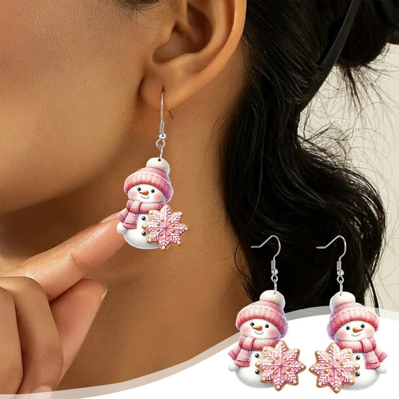 Censtreet Christmas Earrings for Women Acrylic Cute Snowman Earrings Winter Earring Christmas Holiday Jewelry