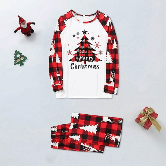 Censtreet Christmas Family Matching Pajamas Printed Long Sleeve Top Pant Pj Set Festival Party Sleepwear Men