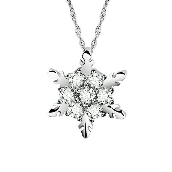 Censtreet Christmas Necklaces for Women Heart Luxury Chain Light Pendant Clavicle Snowflake Necklace Temperament Necklaces & Pendants