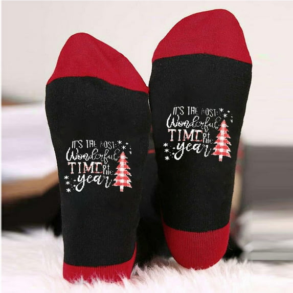 Censtreet Christmas Winter Cotton Socks For Men And Women Red Christmas Tree Mid Tube Socks Ins Fashion Colored Breathable Socks