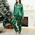 thumbnail image 1 of Censtreet Classic Satin Pajamas for Women Christmas Long Sleeve Button Down Sleepwear Soft Silk Loungewear Pjs Set S-XL, 1 of 6