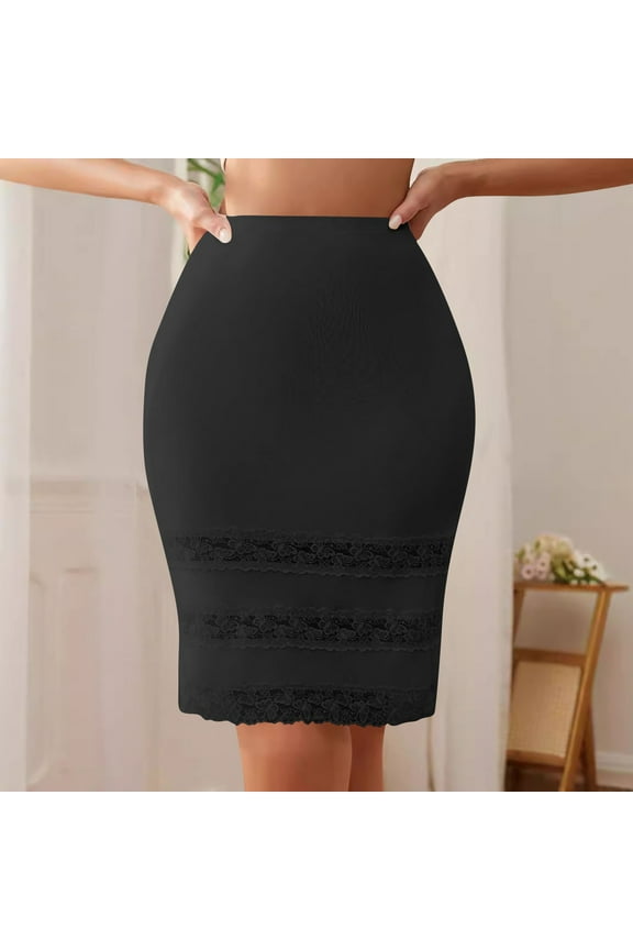 Half Slips for Women Underskirt Dress Extender Lace Trim Knee Length Short Skirt