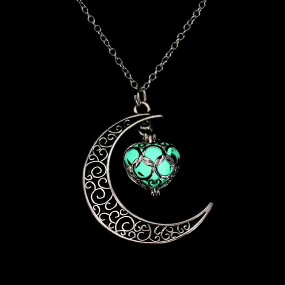 Censtreet Luminous Series Moon Love Heart Pendant Necklace Fluorescent Necklace,moon pendant,moon necklace Glow in the Dark