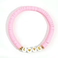 thumbnail image 1 of Censtreet Hot Pink Bracelet Stackable Valentine's Day Beaded Love Heart Charm Stretch Bracelet Holiday Letter Bracelets Festive Jewelry Gifts for Women, 1 of 8