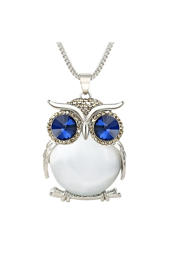 Charming Fashion Owl Pendant Chain Necklaces Vintage Statement Animal Crystal Rhinestone Pendant Necklace for Lady