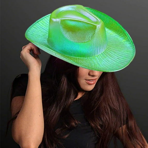 Censtreet LED Light up Cowboy Hat Glow in The Dark Cowgirl Hats Party Festival Colourful Cowboy Hat
