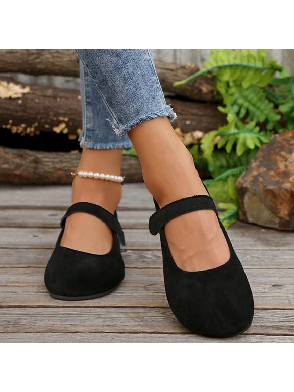 Leather Flats for Women Comfortable Slip On Flats Soft Work Flats Retro Mary Jane Flats