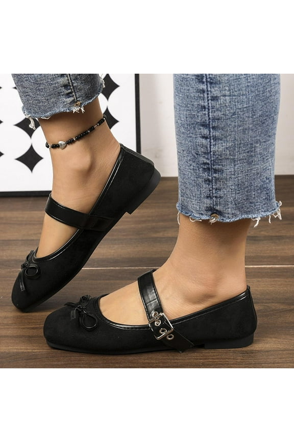 Leather Flats for Women Comfortable Slip On Flats Soft Work Flats Retro Mary Jane Flats