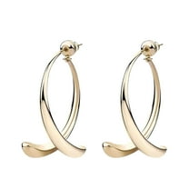 Censtreet Lightweight Teardrop Hoop Earrings for Women Gold Plated Large Oval Pull Through Hoop Earrings High Polished Statement Jewelry Gift for Women