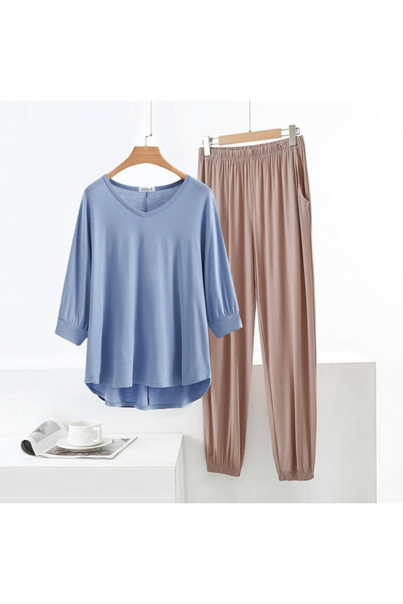 Lounge Sets for Women Short Sleeve Tops and Long Pants Soft Comfy Pajamas Set 2 Piece Outfits